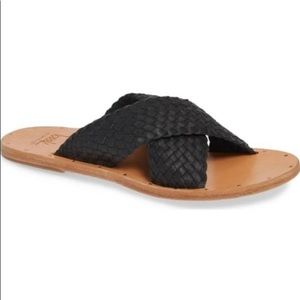 Beek Plover Black leather woven criss cross sandals 8